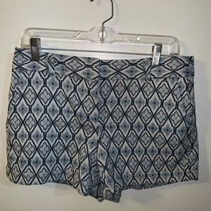 navy and white patterned LOFT shorts